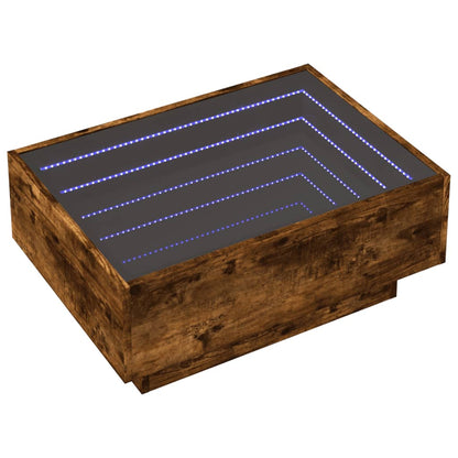 Tavolino Salotto con LED Rovere Fumo 70x50x30 cm Multistrato | homemem39