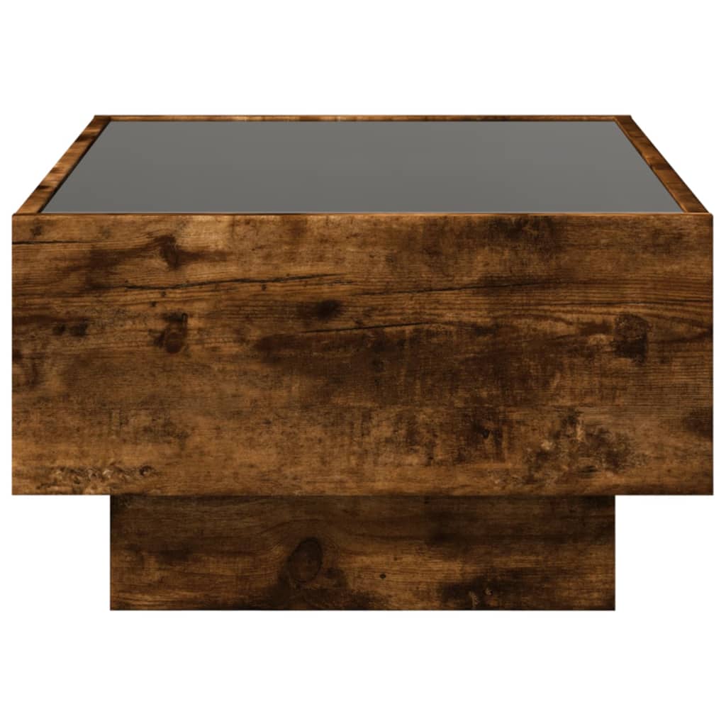 Tavolino Salotto con LED Rovere Fumo 70x50x30 cm Multistrato | homemem39