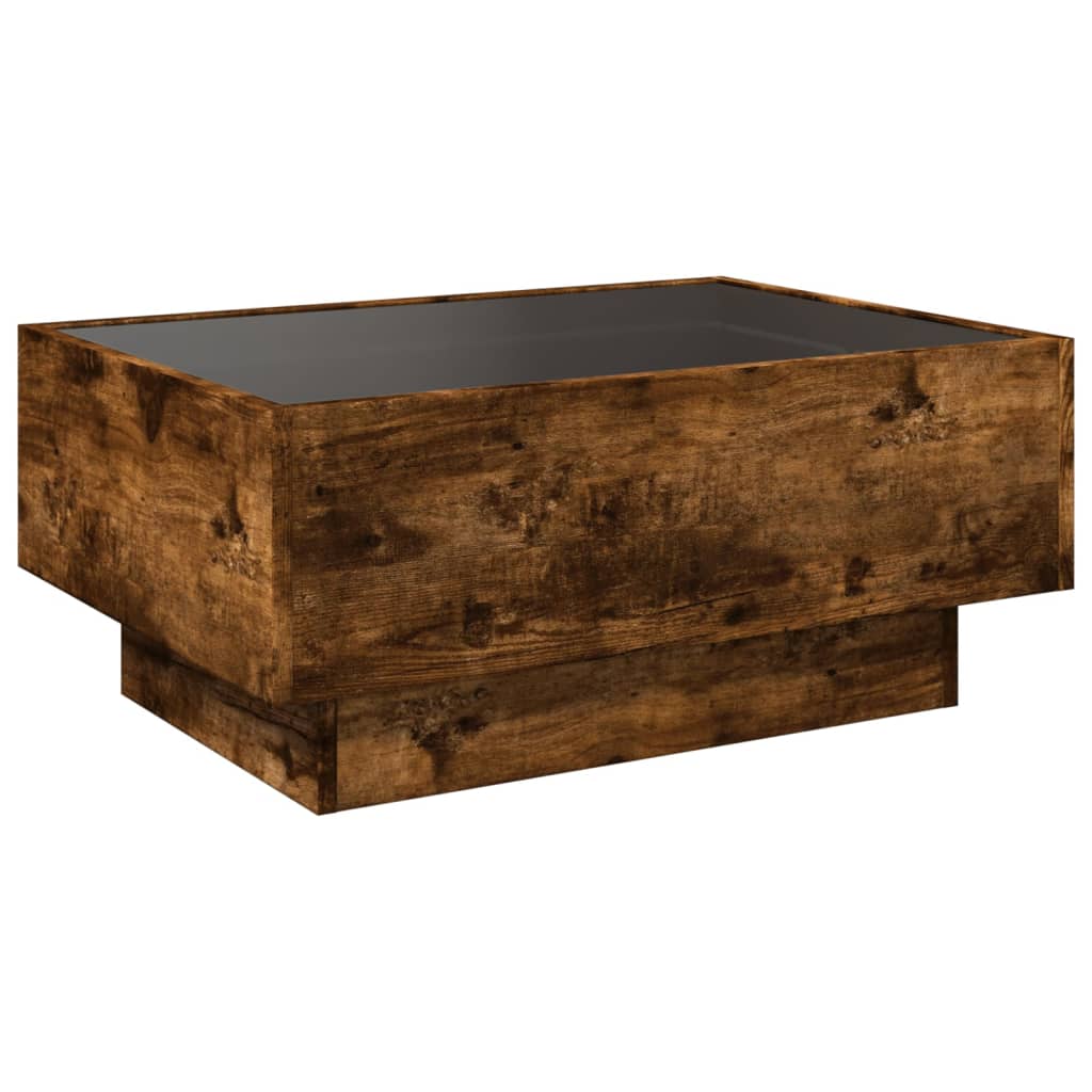 Tavolino Salotto con LED Rovere Fumo 70x50x30 cm Multistrato | homemem39