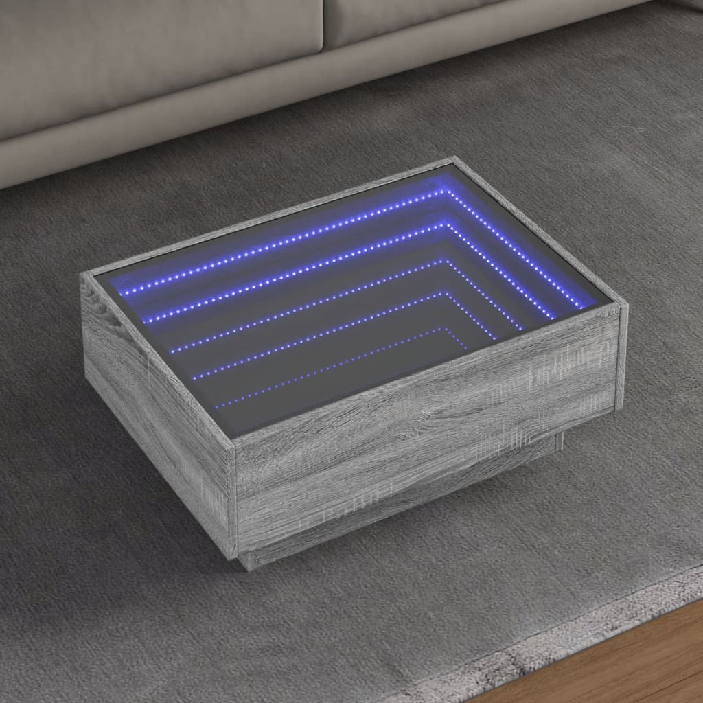 Tavolino Salotto con LED Grigio Sonoma 70x50x30 cm Multistrato | homemem39