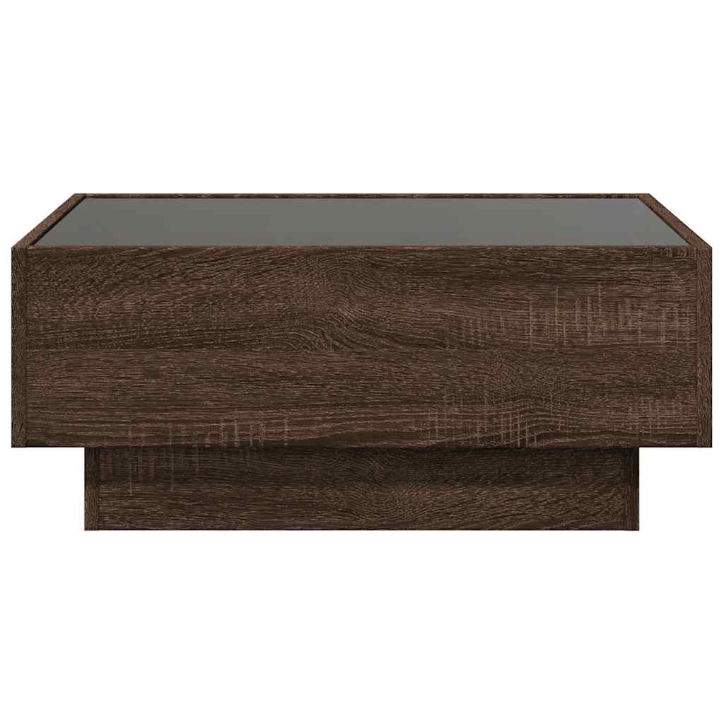 Tavolino Salotto con LED Rovere Marrone 70x50x30 cm Multistrato