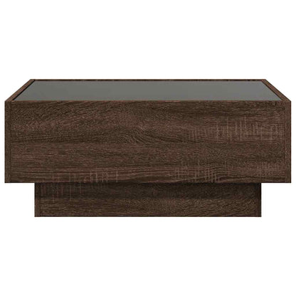 Tavolino Salotto con LED Rovere Marrone 70x50x30 cm Multistrato
