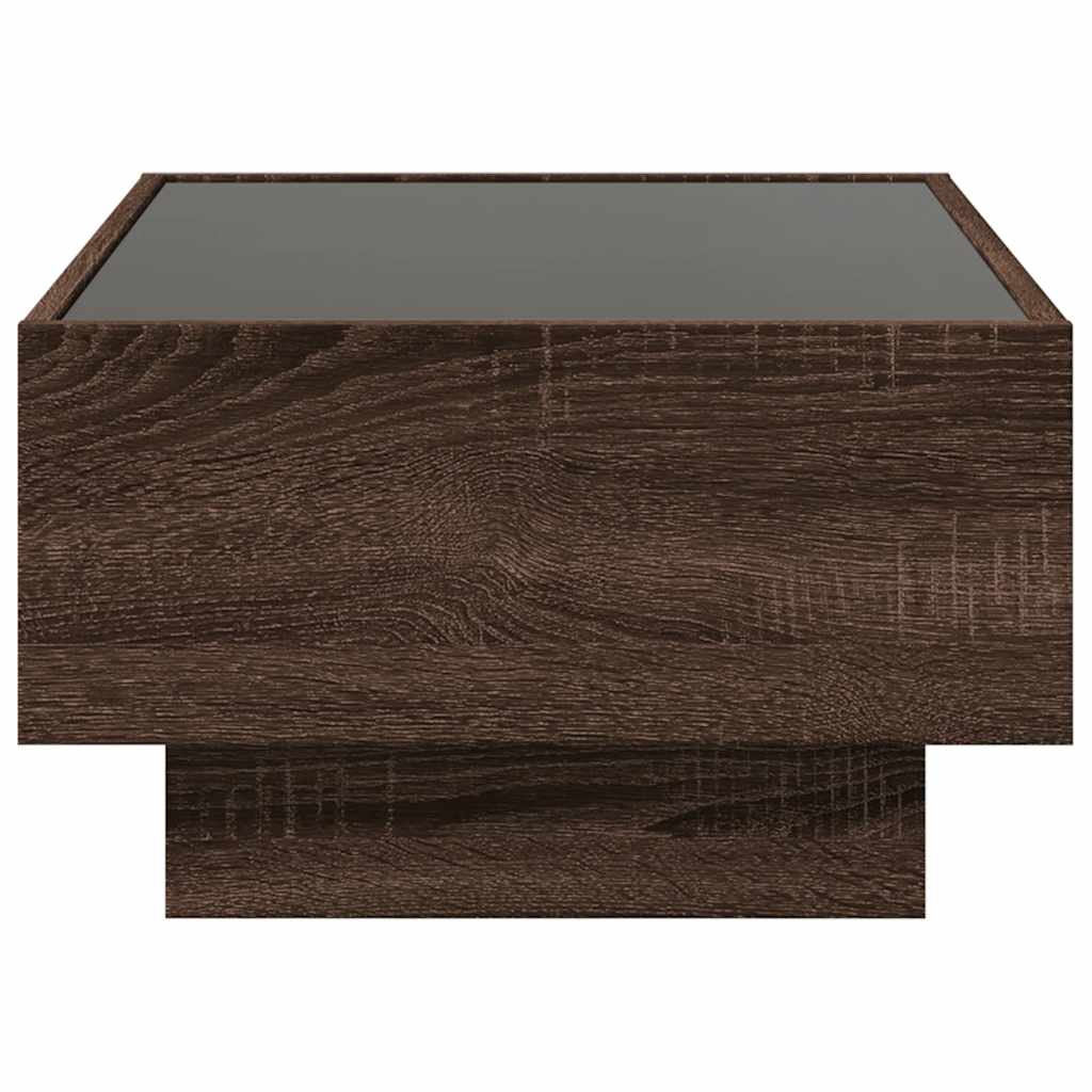 Tavolino Salotto con LED Rovere Marrone 70x50x30 cm Multistrato