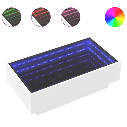 Tavolino Salotto con LED Bianco 90x50x30 cm Legno Multistrato | homemem39
