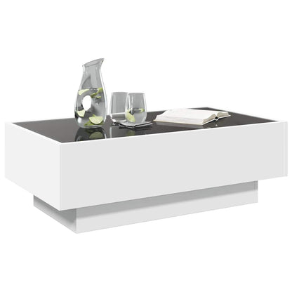 Tavolino Salotto con LED Bianco 90x50x30 cm Legno Multistrato | homemem39