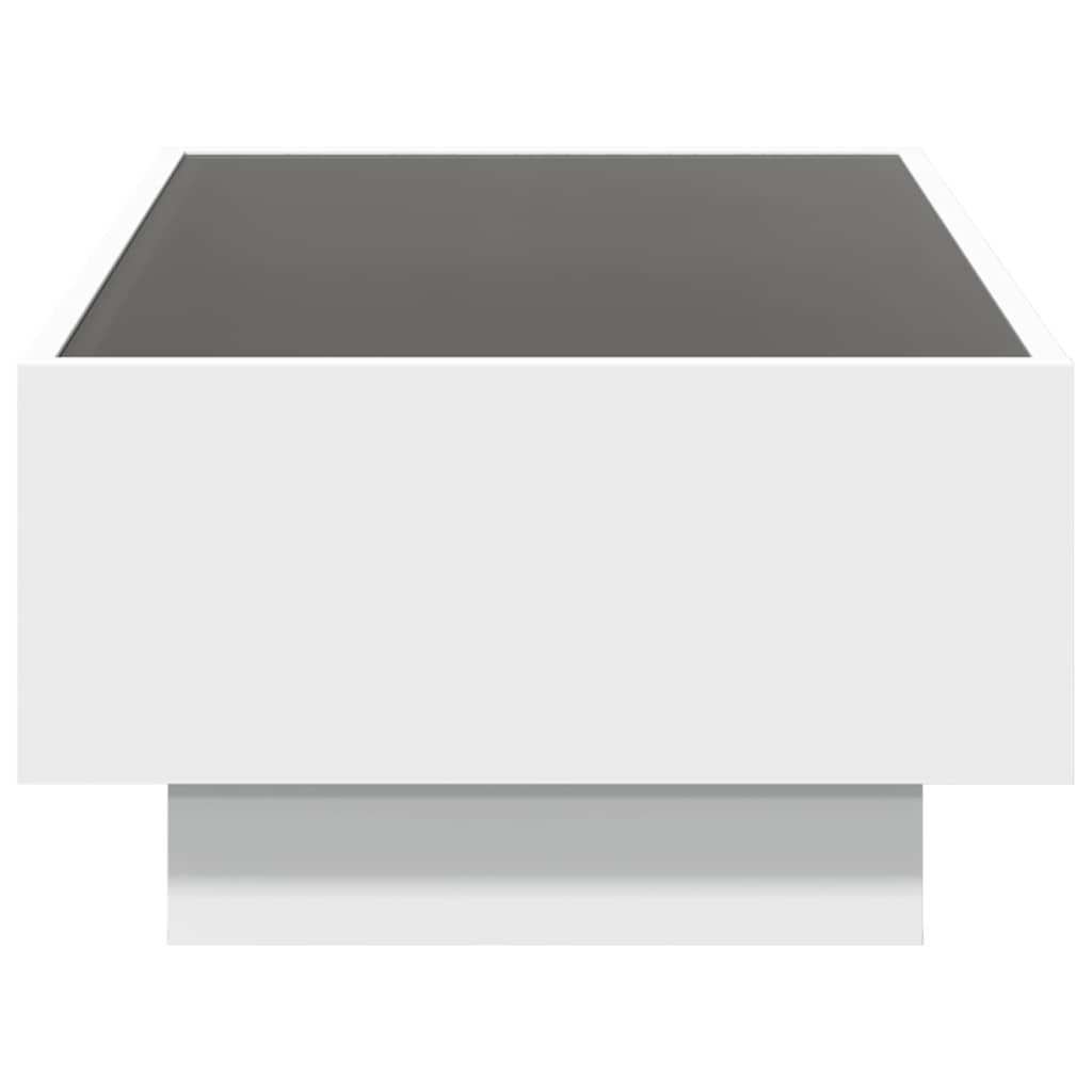 Tavolino Salotto con LED Bianco 90x50x30 cm Legno Multistrato | homemem39