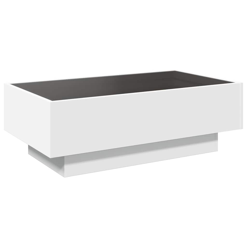 Tavolino Salotto con LED Bianco 90x50x30 cm Legno Multistrato | homemem39