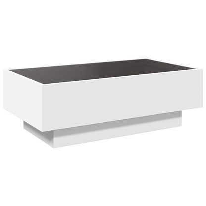 Tavolino Salotto con LED Bianco 90x50x30 cm Legno Multistrato | homemem39