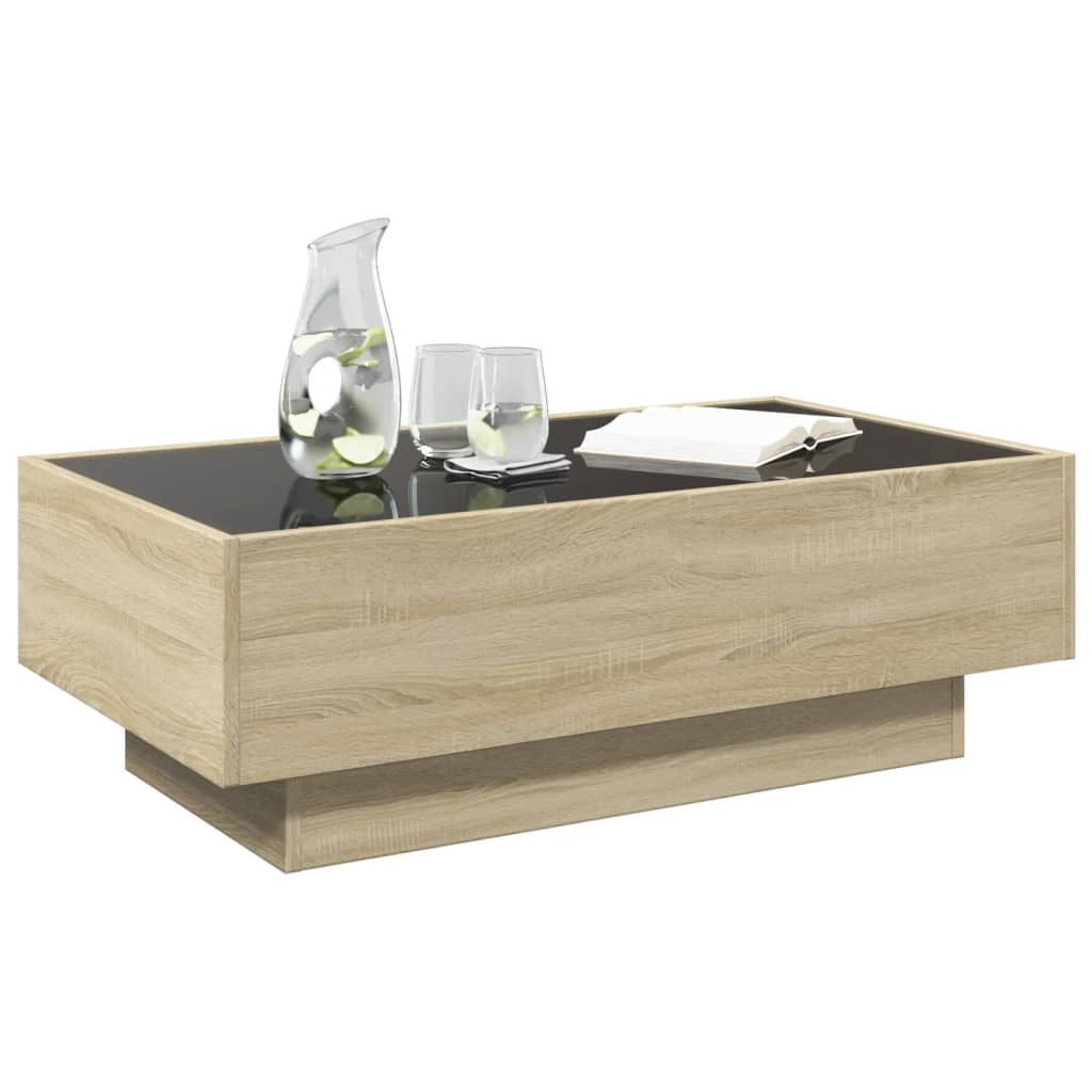 Tavolino Salotto con LED Rovere Sonoma 90x50x30 cm Multistrato