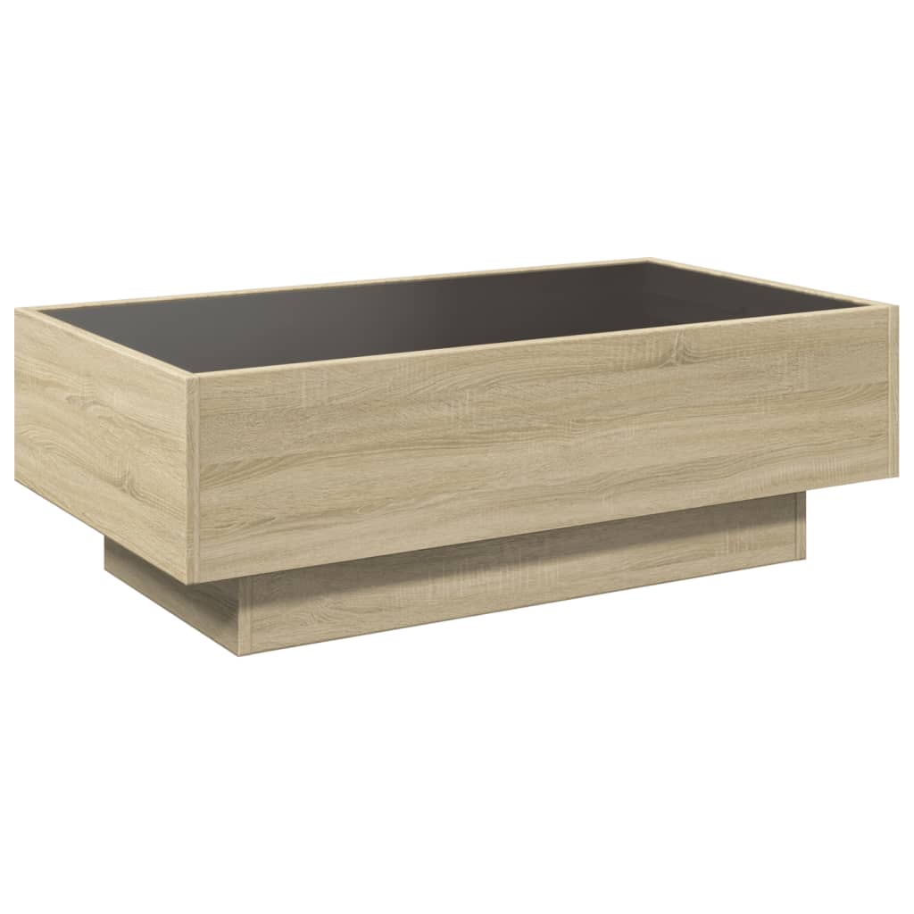 Tavolino Salotto con LED Rovere Sonoma 90x50x30 cm Multistrato