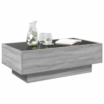 Tavolino Salotto con LED Grigio Sonoma 90x50x30 cm Multistrato