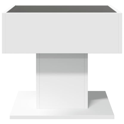 Tavolino Salotto con LED Bianco 50x50x45 cm Legno Multistrato | homemem39
