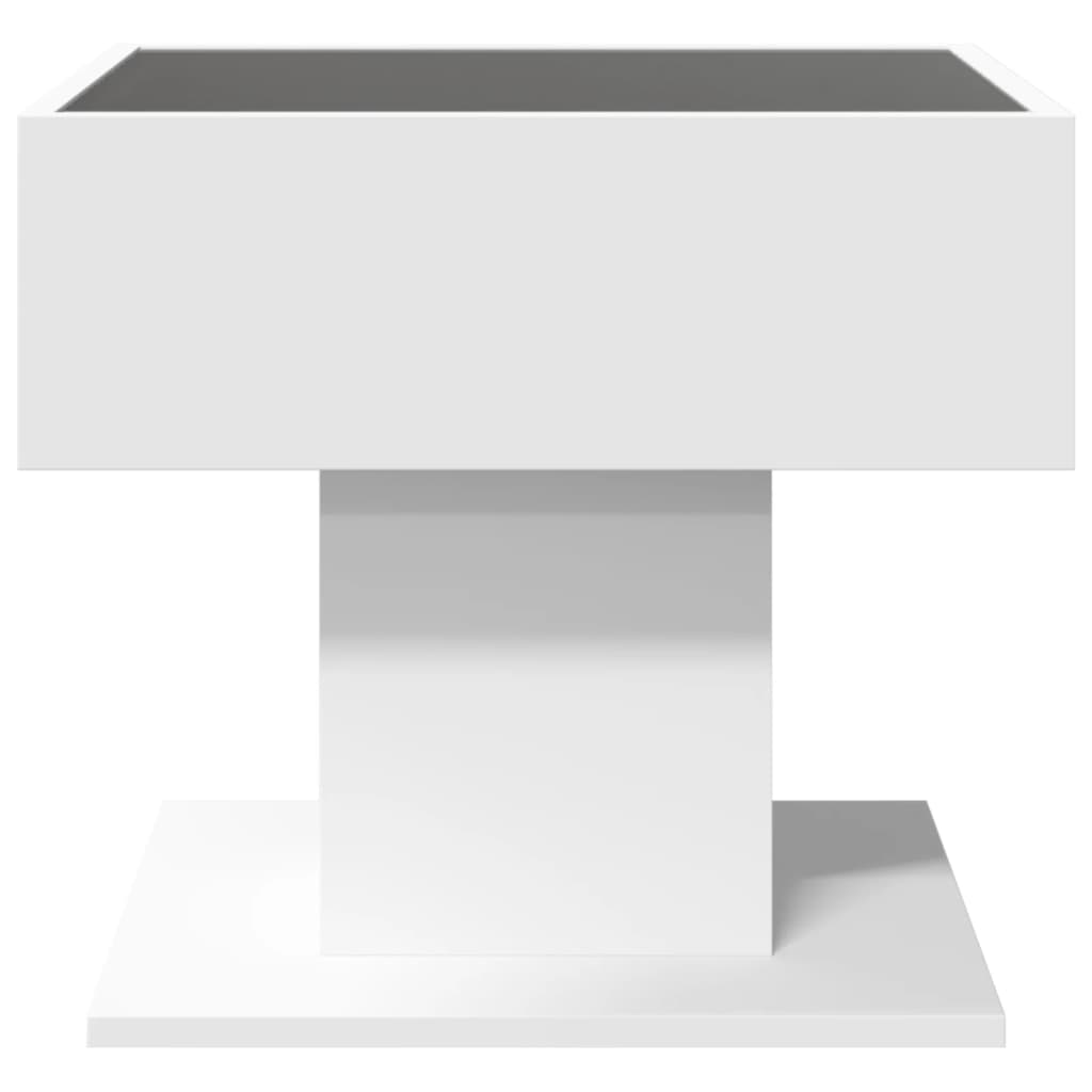 Tavolino Salotto con LED Bianco 50x50x45 cm Legno Multistrato | homemem39