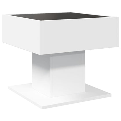 Tavolino Salotto con LED Bianco 50x50x45 cm Legno Multistrato | homemem39