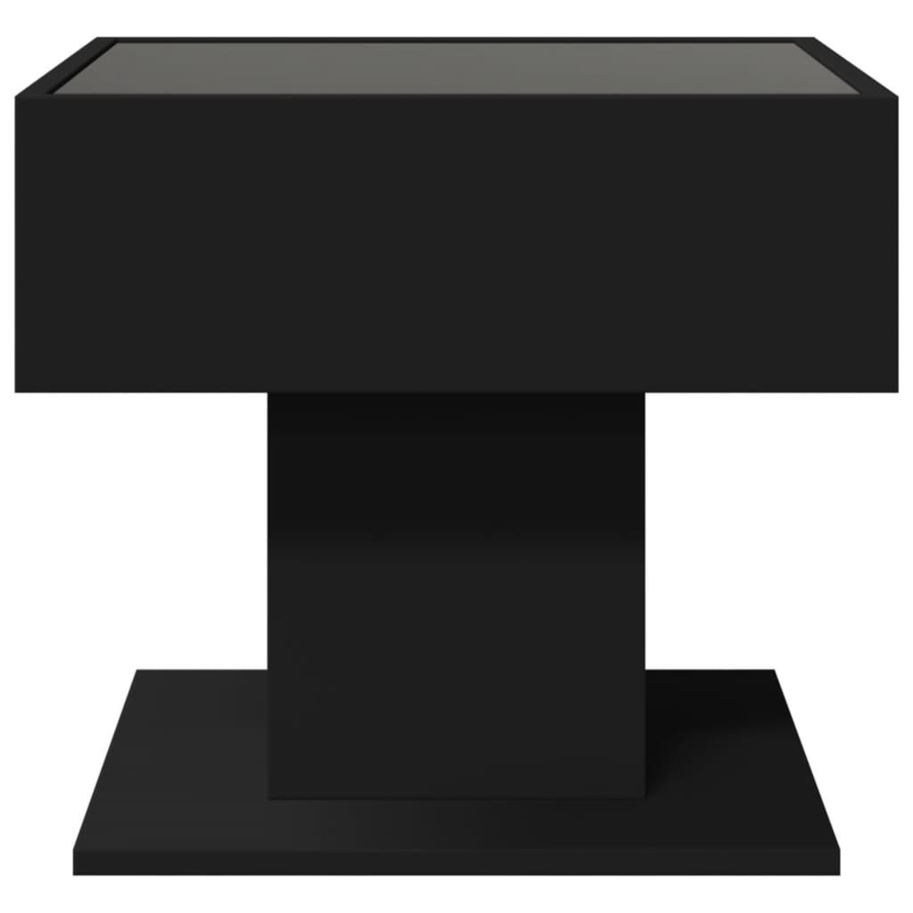 Tavolino Salotto con LED Nero 50x50x45 cm Legno Multistrato | homemem39