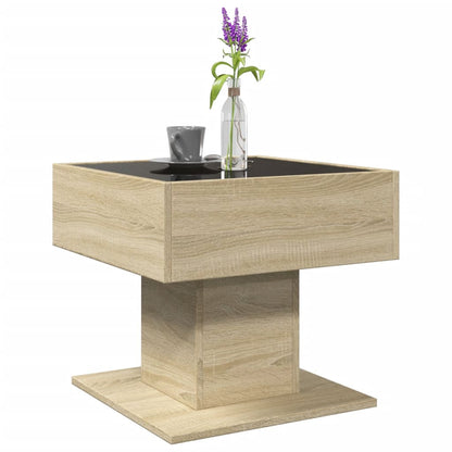 Tavolino Salotto con LED Rovere Sonoma 50x50x45 cm Multistrato | homemem39