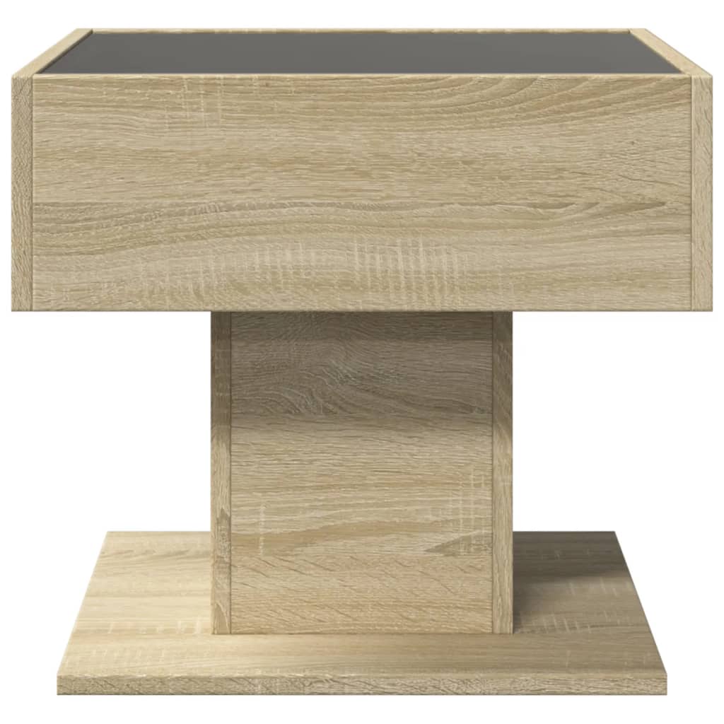 Tavolino Salotto con LED Rovere Sonoma 50x50x45 cm Multistrato