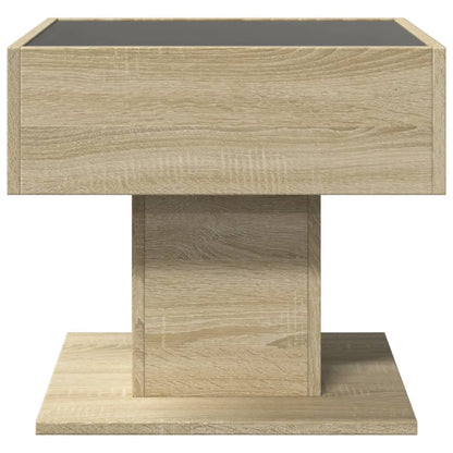Tavolino Salotto con LED Rovere Sonoma 50x50x45 cm Multistrato