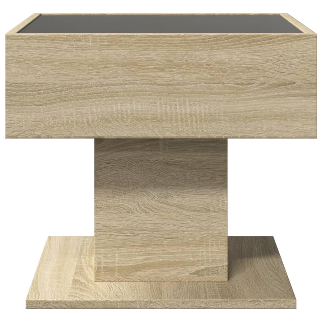 Tavolino Salotto con LED Rovere Sonoma 50x50x45 cm Multistrato | homemem39