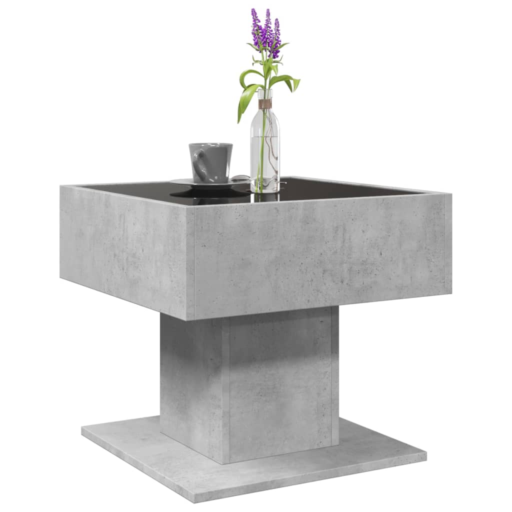 Tavolino Salotto con LED Grigio Cemento 50x50x45 cm Multistrato | homemem39
