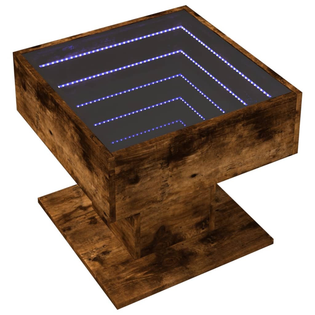 Tavolino Salotto con LED Rovere Fumo 50x50x45 cm Multistrato | homemem39