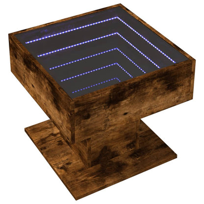 Tavolino Salotto con LED Rovere Fumo 50x50x45 cm Multistrato | homemem39