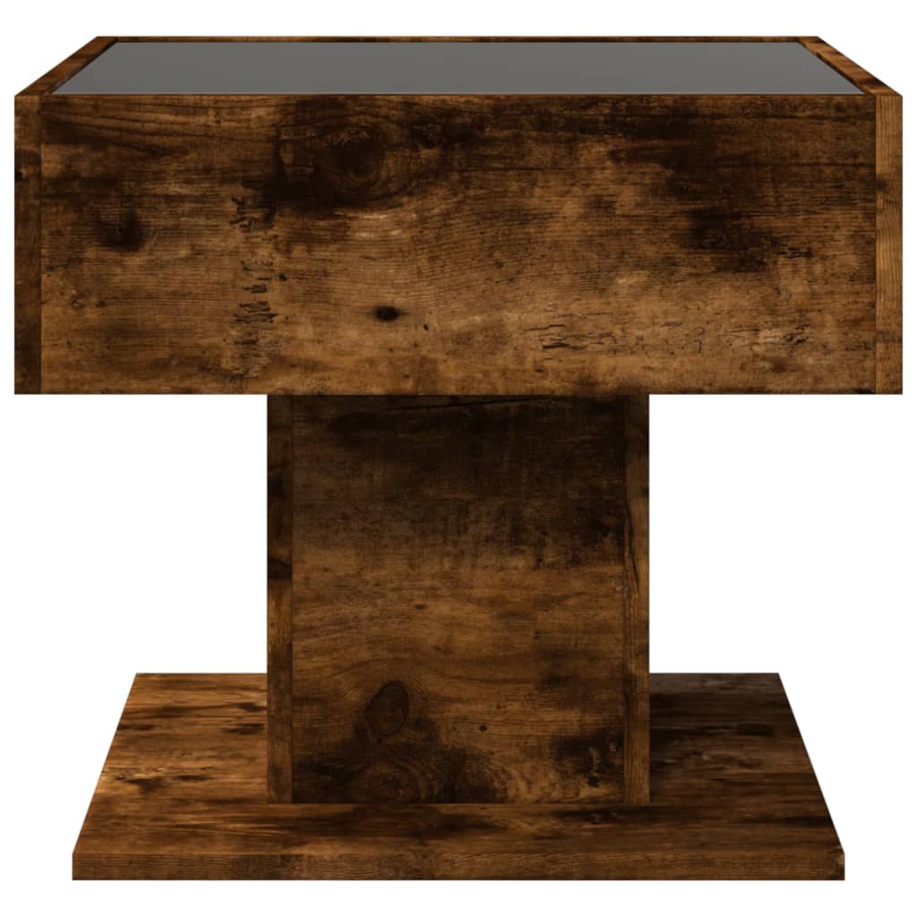 Tavolino Salotto con LED Rovere Fumo 50x50x45 cm Multistrato | homemem39