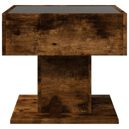 Tavolino Salotto con LED Rovere Fumo 50x50x45 cm Multistrato | homemem39