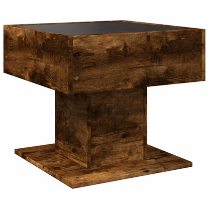 Tavolino Salotto con LED Rovere Fumo 50x50x45 cm Multistrato | homemem39