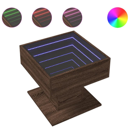 Tavolino Salotto con LED Rovere Marrone 50x50x45 cm Multistrato | homemem39