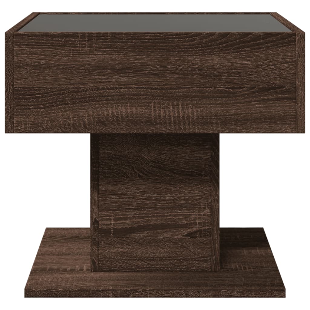 Tavolino Salotto con LED Rovere Marrone 50x50x45 cm Multistrato | homemem39