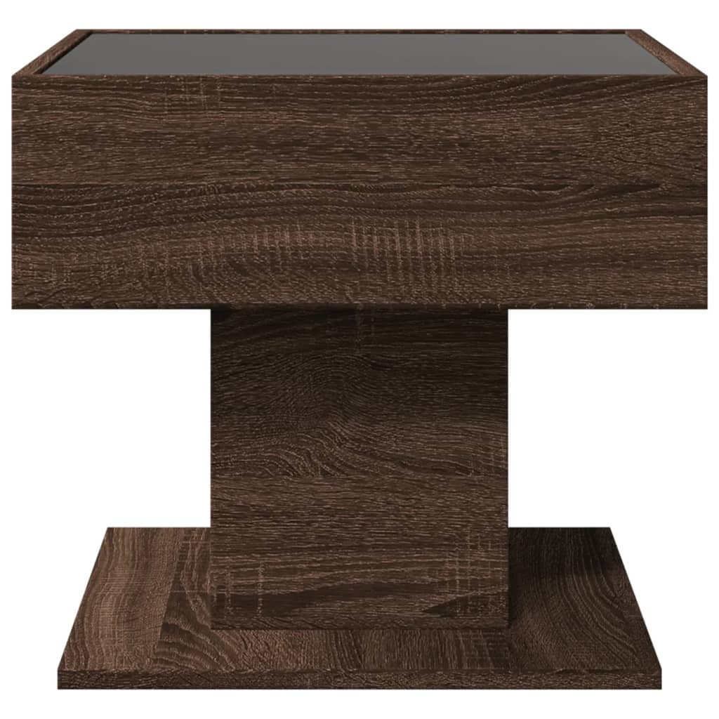 Tavolino Salotto con LED Rovere Marrone 50x50x45 cm Multistrato | homemem39