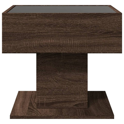 Tavolino Salotto con LED Rovere Marrone 50x50x45 cm Multistrato | homemem39