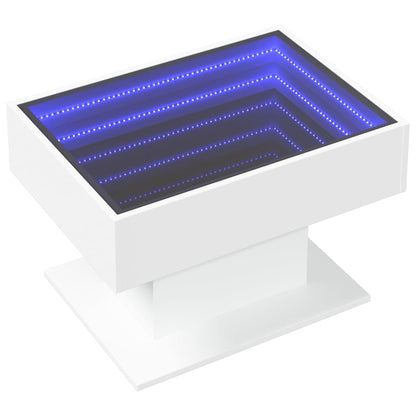 Tavolino Salotto con LED Bianco 70x50x45 cm Legno Multistrato | homemem39