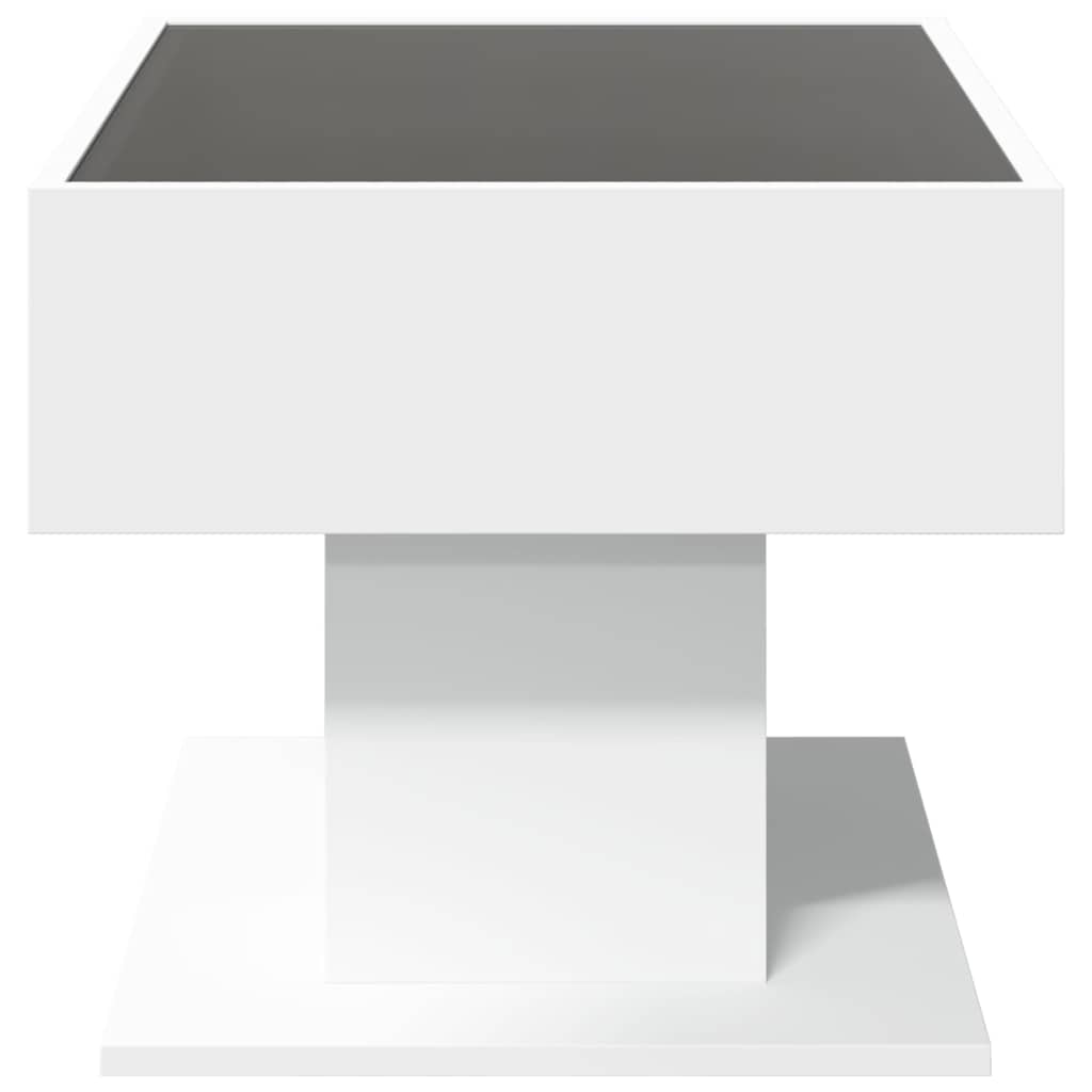 Tavolino Salotto con LED Bianco 70x50x45 cm Legno Multistrato | homemem39