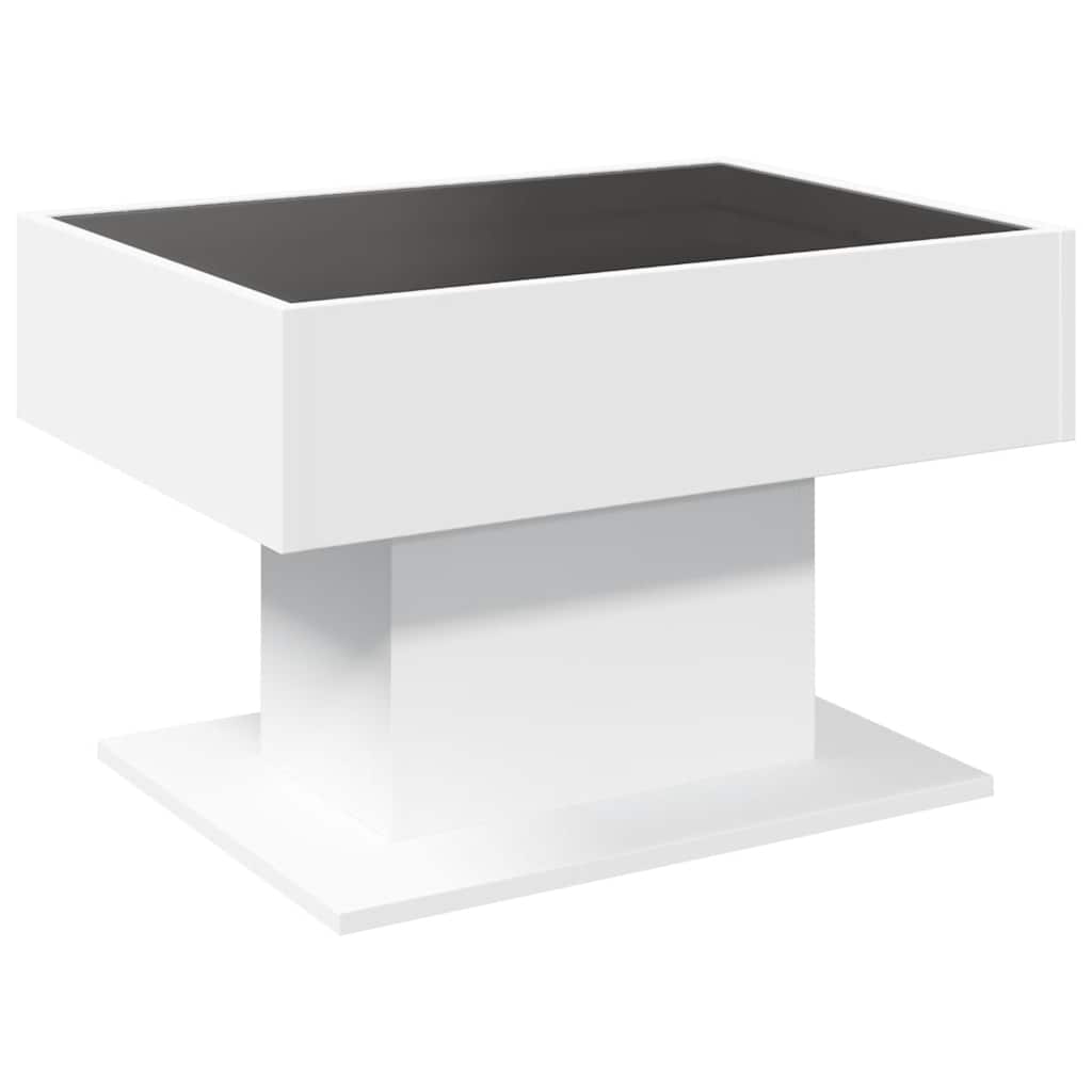 Tavolino Salotto con LED Bianco 70x50x45 cm Legno Multistrato | homemem39