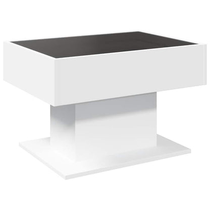 Tavolino Salotto con LED Bianco 70x50x45 cm Legno Multistrato | homemem39