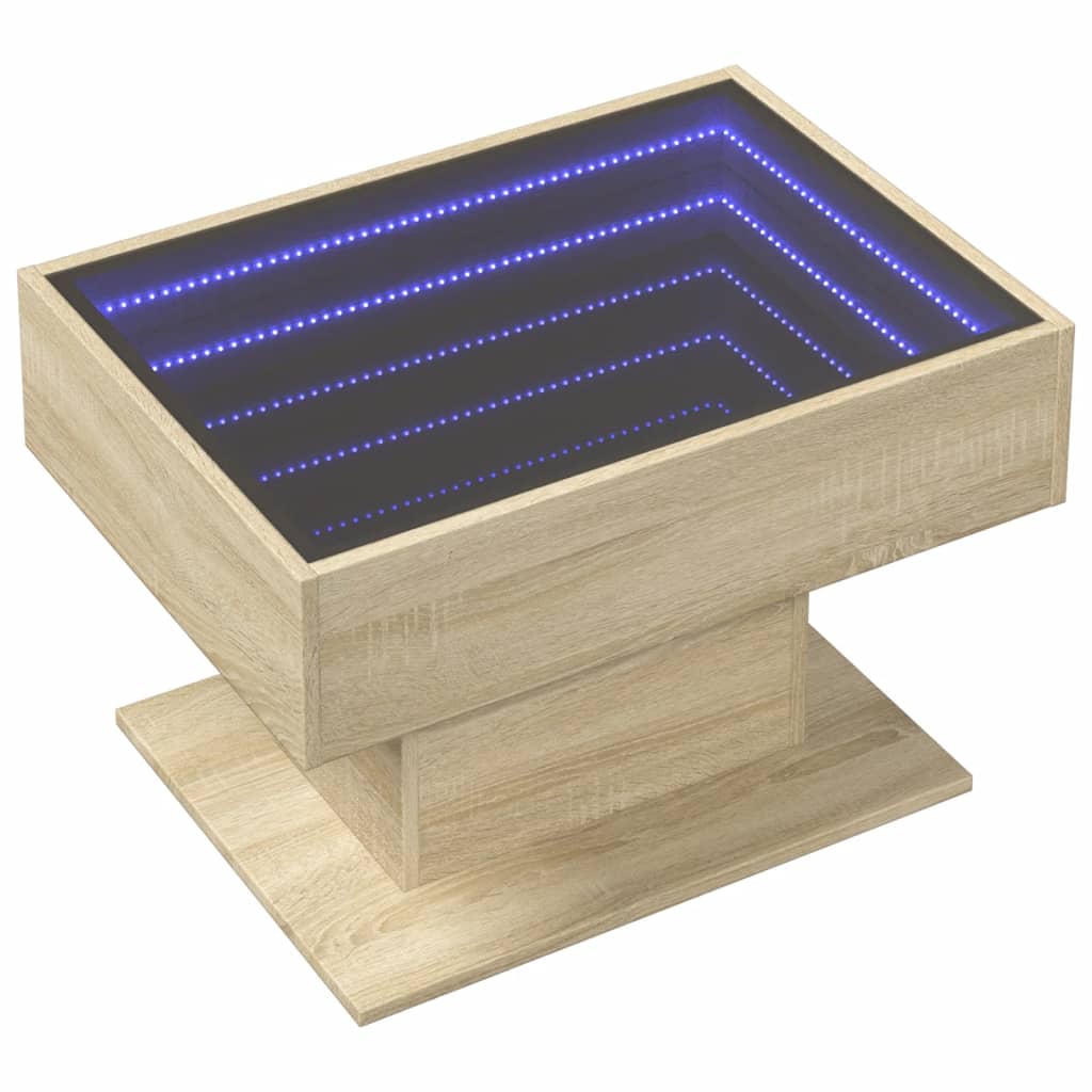 Tavolino Salotto con LED Rovere Sonoma 70x50x45 cm Multistrato | homemem39