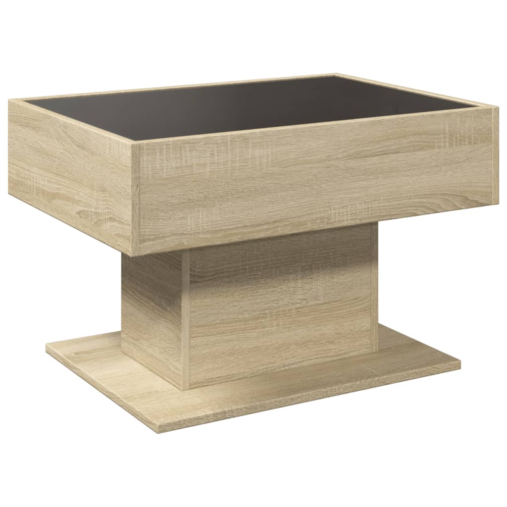 Tavolino Salotto con LED Rovere Sonoma 70x50x45 cm Multistrato | homemem39