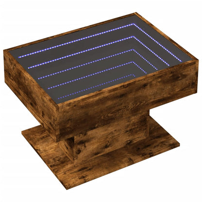 Tavolino Salotto con LED Rovere Fumo 70x50x45 cm Multistrato