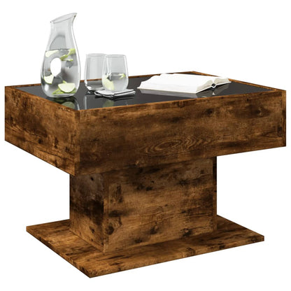 Tavolino Salotto con LED Rovere Fumo 70x50x45 cm Multistrato