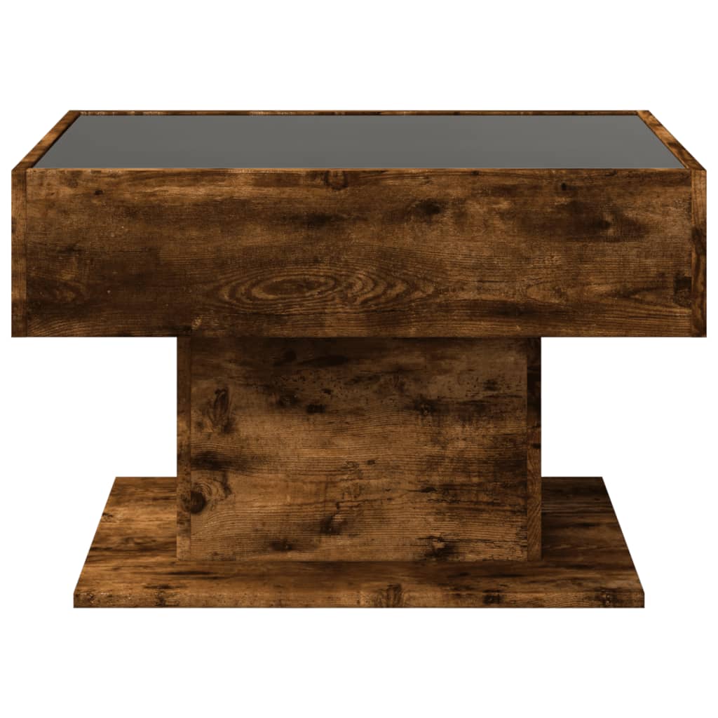 Tavolino Salotto con LED Rovere Fumo 70x50x45 cm Multistrato | homemem39