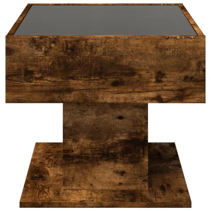 Tavolino Salotto con LED Rovere Fumo 70x50x45 cm Multistrato | homemem39
