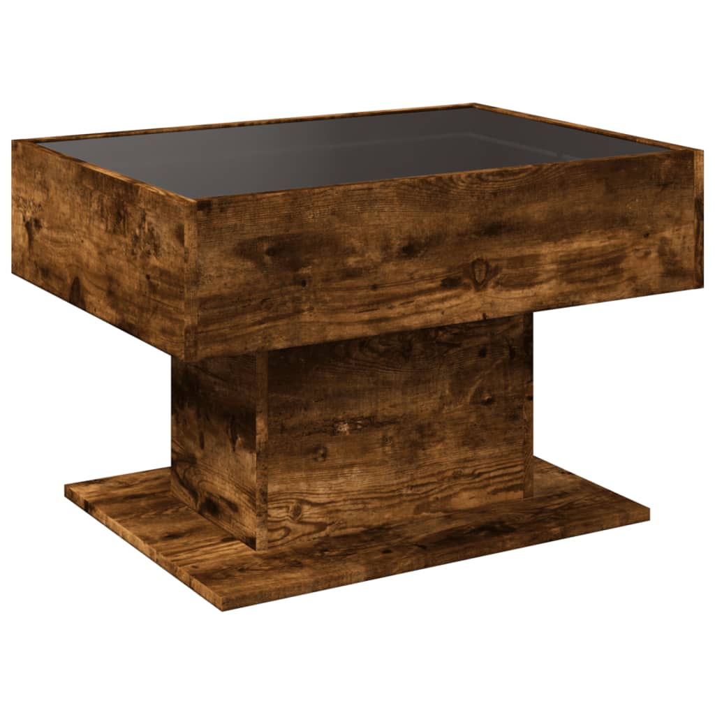Tavolino Salotto con LED Rovere Fumo 70x50x45 cm Multistrato | homemem39