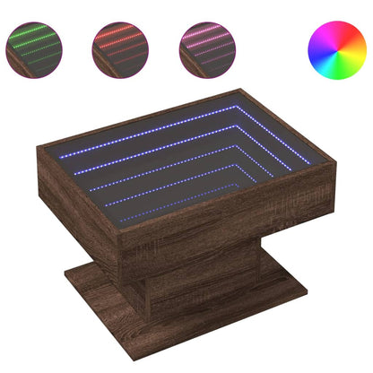 Tavolino Salotto con LED Rovere Marrone 70x50x45 cm Multistrato | homemem39