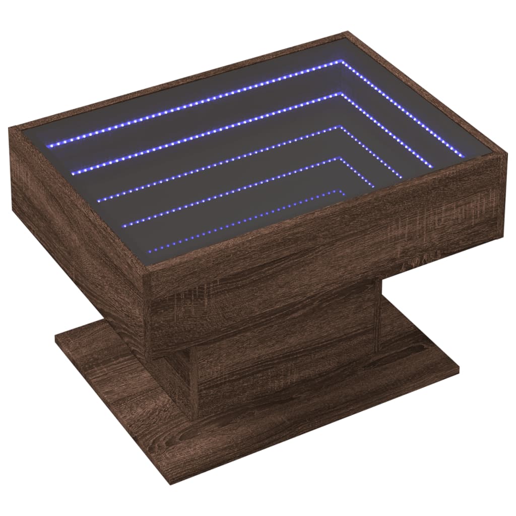 Tavolino Salotto con LED Rovere Marrone 70x50x45 cm Multistrato | homemem39