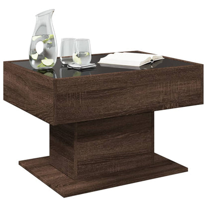 Tavolino Salotto con LED Rovere Marrone 70x50x45 cm Multistrato | homemem39