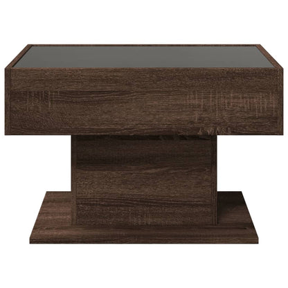 Tavolino Salotto con LED Rovere Marrone 70x50x45 cm Multistrato | homemem39