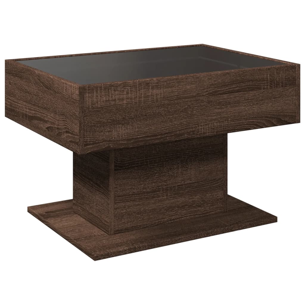 Tavolino Salotto con LED Rovere Marrone 70x50x45 cm Multistrato | homemem39