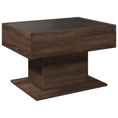 Tavolino Salotto con LED Rovere Marrone 70x50x45 cm Multistrato | homemem39